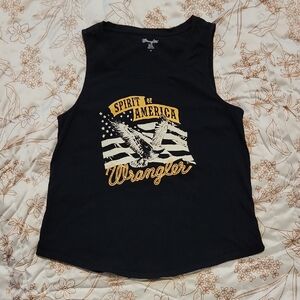 Wrangler Black Muscle Tee with Eagle Graphic